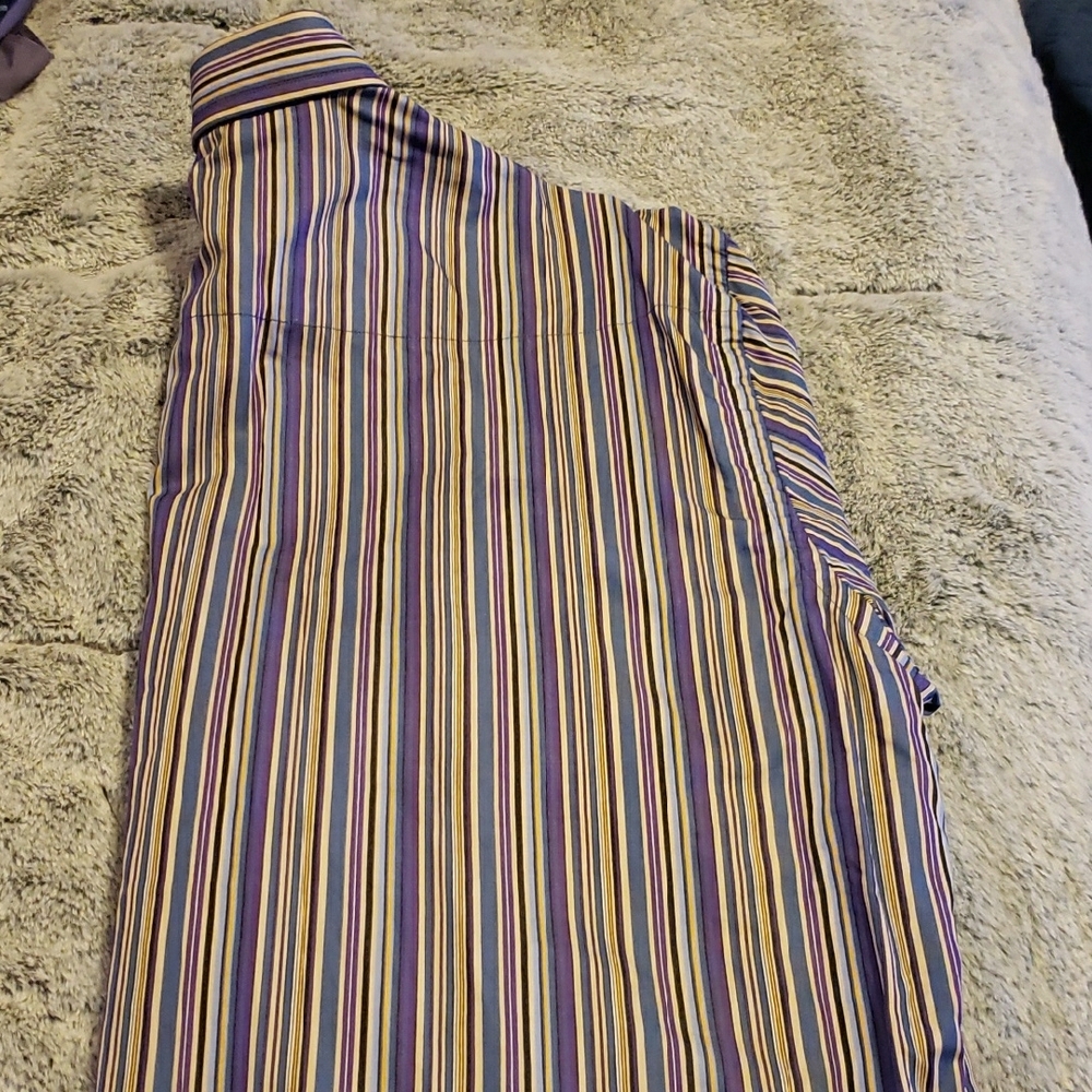 Robert Graham Blue and Purple Striped Dress Shirt - Picture 8 of 8